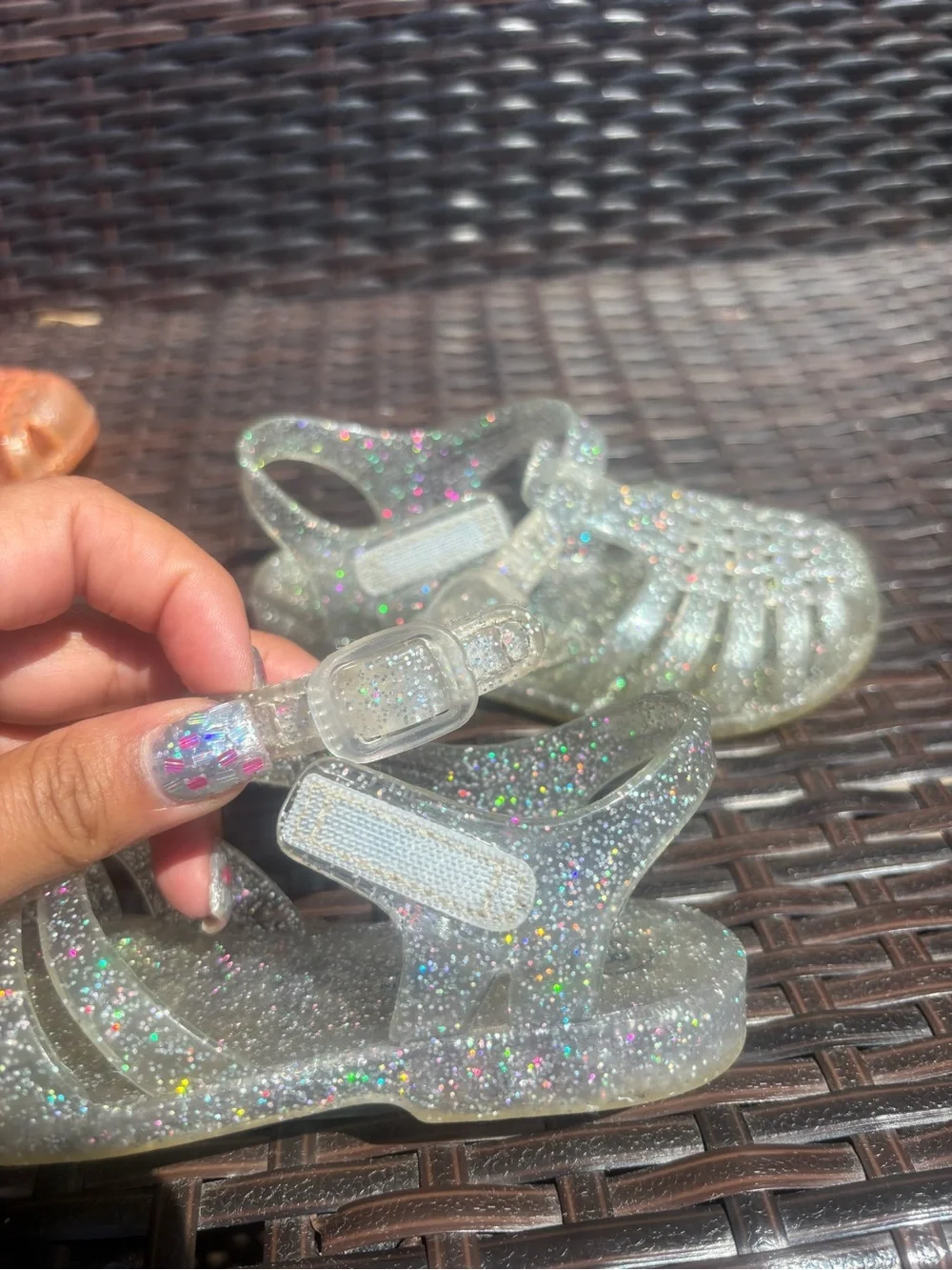 Kids Cat & Jack Jelly Sandals toddler Size 8c - Hook and Loop Pink/Purple/Clear